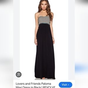 Lovers + Friends Black and White Geometric Strapless Dress